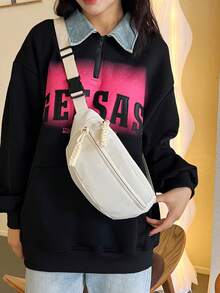 Fashionable Nylon Crossbody Bag, Solid Color Shoulder Bag, Women's Casual Shoulder Bag, Suitable For Outdoor Sports - White - View 5