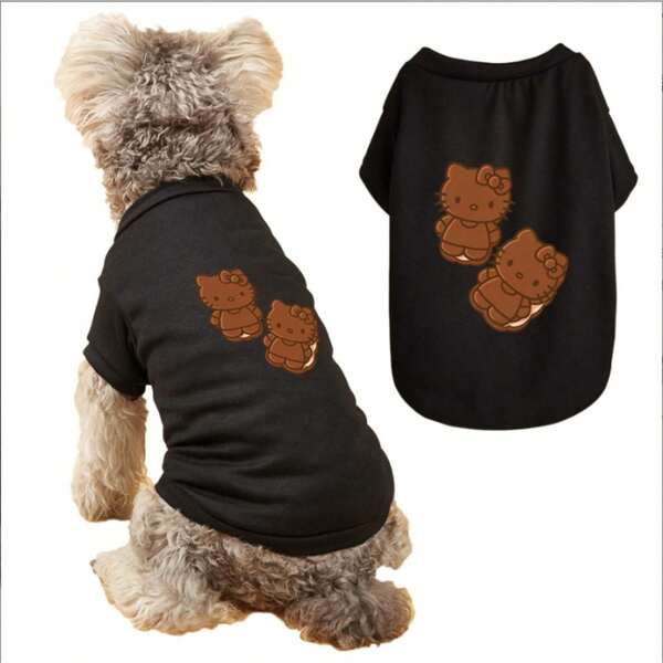 Sanrio 1pc Sanrio Cat And Dog Fashionable Printed Pet T-Shirt, Made Of Polyester Fiber Material, Suitable For Indoor And Outdoor Leisure, Entertainment, And Sun Protection