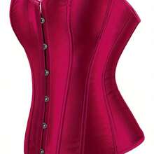 Strapless Vintage Silk Bodysuit Front Lace Tight Non-Stretch Polyester Women Apparel For Adult Carnival Costume Occasions - <>藍色 - 查看 4