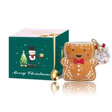 LECHENG HOUSEHOLD 1 Cup 1 Spoon, 320ml, Gingerbread House Cup, Gingerbread Man Cup, Handmade Painted Mug With 3D Embossed Pattern, Coffee Cup, Water Cup, Decorative Cup, Suitable For Parties, Christmas Eve, Holiday Gifts - Multicolor - View 12