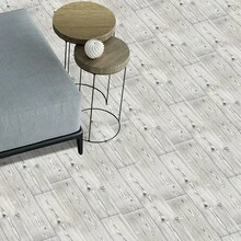 12/24/36 piezas Baldosas de piso de grano de madera gris y blanco impermeables y antideslizantes, pegatinas de piso de PVC, adecuadas para cocina, baño, sala de estar, renovación, patrón a rayas de moda, uso en interiores, decoración de pared con impresión de arte rectangular