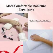 Yosoo 柔软 PU 美甲手枕，易于清洁的手枕，桌面垫支架，美甲扶手垫，适用于美甲沙龙，可放置美甲毛巾、化妆工具等。 - 白色 - 查看 6