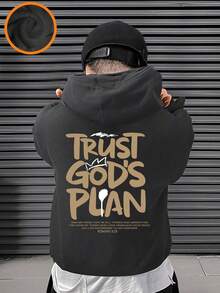 Faith Over Fear, Tween Boy Graphic Print Thick Pullover Sweatshirt, Autumn/Winter - Black - View 2