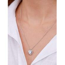 Elegant Necklace For Women, With Heart-Shaped Pendant Made Of High-Quality Zirconia And Plated In 925 Silver - 銀色 - 查看 6