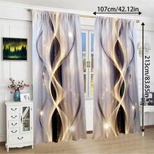 2片装高清数码印花旋转条纹图案薄纱窗帘，采用经济实惠的涤纶面料，半透明设计，保护隐私，不易褪色，可手洗/机洗，杆袋式悬挂，适用于卧室和客厅装饰。