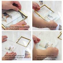 1 pièce Cadre photo en verre transparent et métal, cadre flottant, cadre en verre et métal, cadre en métal rectangulaire pour spécimen, support amovible, support d'affichage photo instantané, cadre de présentation de bureau, Noël, maison, mariage, cadeau de Noël, amis, cadeau de la Saint-Valentin