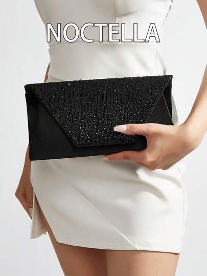 Noctella 优雅时尚的镶钻手提包，精致闪亮的黑色单肩包，适合女士日常穿搭，可与女士包包搭配，适合秋冬季派对、聚会、晚宴、婚礼等场合，也是送给女士的理想圣诞节或情人节礼物。