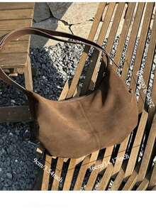 Torebka na ramię w kształcie pierożka z zamszu w koreańskim stylu niszowym, vintage'owa torebka na ramię pod pachą, nowość na jesienno-zimowe dojazdy do pracy - Zobacz 4