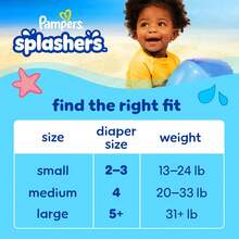 Pampers - Pantalones de natación desechables Splashers, pequeños (13 a 24 libras), 20 unidades - > 31 libras, talla L - nueva versión - Ver 9