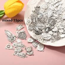 15 Stücke zufällig gemischte Anhänger mit einem Loch oder 3 Löchern, geeignet für DIY Rosenkränze, Armbänder, Halsketten usw.