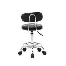 Black Round Adjustable Salon Stool – With Backrest And Line Design, Comfy For Long-Time Seating, Ideal For Salon Spa Home Studio, Easy To Adjust Move Clean, Fits Professional Daily Use