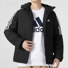 Adidas Men's Windproof Warm Casual Sports Down Jacket - 黑與白 - 查看 1