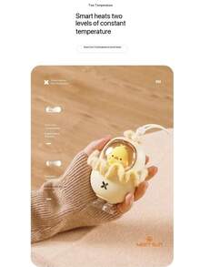 MEET SUN 1pc 1200mAh Lithium Battery Long Lasting + Handmade Fabric Decorative Apron/Scrunchie (2-In-1) + Mini Portable Hand Warmer + Lanyard + Cute Pet USB Charger, 2025 Autumn/Winter New Arrival - Mint Green - View 8