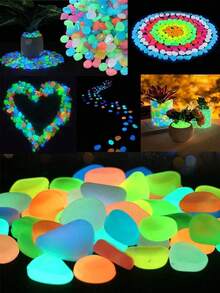 1/6/12/20/30/40/50pcs Large Glow In The Dark Pebbles (Random Color), 4.5cm/1.77in, Suitable For Garden Landscape, Track Decor, Fish Tank Starry Sky Decor, Romantic Luminous Stones, Fit For Home, Outdoor, Runway, Aquarium, Halloween, Christmas, Thanksgiving, Valentine's Day, Absorb Sunlight Or Lamp Light To Glow At Night, No Electricity Needed, Suitable For DIY Romantic Occasions (Surface May Have Scratches, Which Is A Normal Phenomenon In The Production And Transportation Process, Please Understand.) - Multicolor - View 5