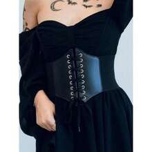 Cinta Modeladora Corset Espartilhio Corpet Sexy Underbust Cintura 60-80 cm Tamanho Unico - Preto - Visão 7