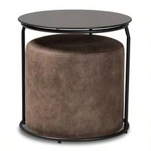 Baxton Studio Kira Modern And Contemporary Black With And Brown 2 - Piece Nesting Table And Ottoman Set