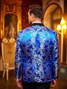 Men's Floral Jacket Luxury Embroidered Stylish Suit Blazer Jacket For Wedding Party Dinner-2025 - 藍色 - 查看 5