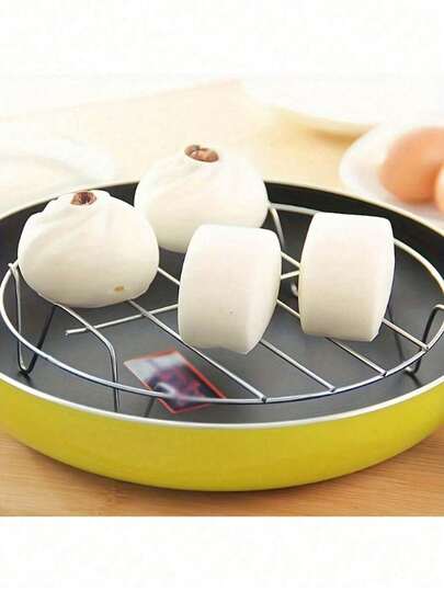 1個 ミニマリストで実用的なキッチンツール - ステンレス鋼のシンプルなデザイン、丸みを帯びたフォルム、高い脚で火傷を防ぐ、安定した4隅のサポート、滑らかな縁でキズつきにくい、蒸し料理に使用可能、底がこびりつきにくい、省スペース