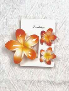 مشبك شعر 1 قطعة مزين بزهرة الفرانجيباني متعددة الألوان، مناسب للرحلات البحرية، الإطلالات اليومية، هدايا إكسسوارات الشعر، مشابك شعر أنيقة، أغراض المدرسة والجامعة، إكسسوارات الخريف والشتاء للإطلالات في العطلات للمرأة