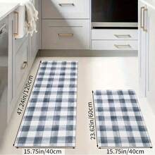 Modern Plaid Pattern Doormat, Rug, Traditional Long Carpet, Suitable For Hallway, Kitchen, Bedroom, Living Room, Entrance, Balcony, Home Decor, Stain Resistant, Coffee Shop, Bar, Holiday, Party, Bedroom Mat, Bath Mat, Room Decor, Kitchen Decor, Black And White Rug - Black and White - View 26