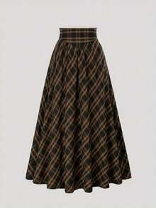 女式休闲系带腰格子裙 - 彩色 - 查看 3