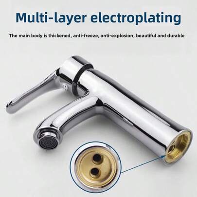 不锈钢单孔浴室洗脸盆龙头，冷热水龙头，适用于台上盆，浴室配件，浴室工具