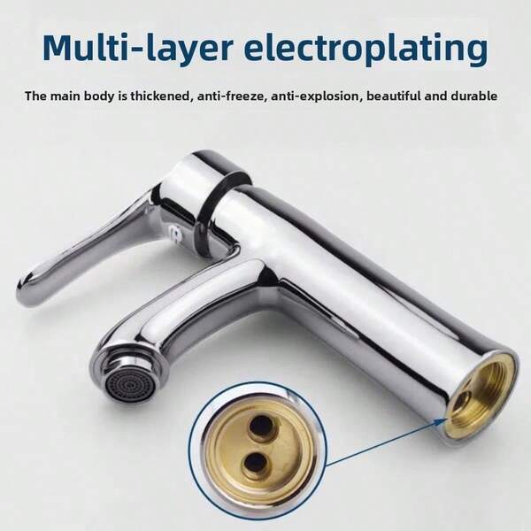 Stainless Steel Single Hole Bathroom Sink Faucet, Hot And Cold Water Tap For Vessel Sink Bathroom Accessories Bathroom Tools