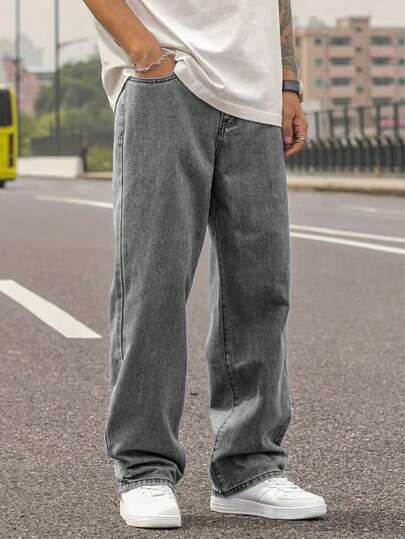 1pc Men's Straight Regular Fit Light Blue Casual Comfortable Denim Jeans, Suitable For Urban Walking And Outdoor Activities, Spring/Summer