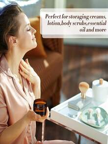 10/5/1 件 100 毫升玻璃化妆品罐，带拉环密封盖、黑色盖子、白色盖子、棕色空化妆品玻璃罐、防漏空容器、可再填充化妆品罐、密封圆形罐，适用于储存面霜、乳液、爽身粉、身体乳液、粉底、药膏、美容产品、旅行必需品和药膏衬垫、可再填充替换包、旅行配件。 - 棕色 - 查看 4