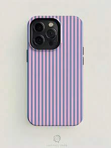 Simple Pink And Blue Stripes Bow Two-In-One Matte Texture Phone Case Suitable For Compatible With Iphone17,16, 15, 14, 13, 12, 11, PRO MAX,PLUS,As Well As , Galaxy S21/22/23/24/25 Ultra/FE+,NOTE20 Ultra,A71/56/55/54/53/52/36/34/26/25/23/16/15/14/13/06 - 彩色 - 查看 3