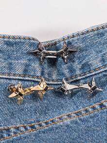 1 件轻奢优雅四角星腰部收紧工具可调节腰扣时尚牛仔裤固定腰扣