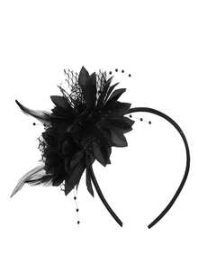 1 pieza Diadema con flor de plumas de estilo transfronterizo, accesorio para el cabello con plumas para fiestas, reuniones y actuaciones, accesorio para el cabello de novia retro, disfraz de Halloween