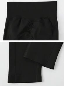 NcmRyu 1 buc femei fără sudură cu nervuri minimaliste versatile cu talie înaltă modelatoare pantaloni de trening colanți