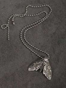 Vintage Gothic Style New Skull & Moth Pendant Necklace, Retro European & American Animal Charm Necklace For Men And Women