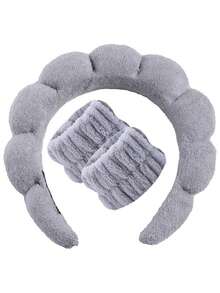 3 件套麻花针织海绵发带腕带，适用于女士洗脸和化妆，毛绒发饰，护肤头带，美容，护肤产品，水疗，自我护理，护肤工具，面部护理，美容师用品，皮肤，洗面奶，面部 - 彩色 - 查看 10