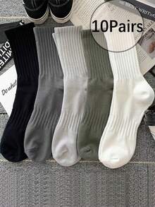 1/5/10/15 Đôi tất dài đến bắp chân, màu trơn, thường ngày dành cho cặp đôi, tập yoga, thể thao, giải trí, mọi mùa, mùa thu - Nhiều màu - Xem 12