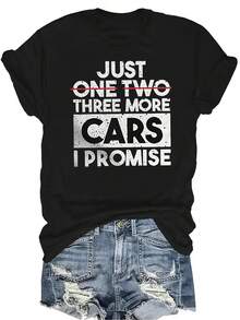 ¡Compra otro coche, lo prometo! Camiseta de coche mecánico Unisex de verano, casual, transpirable, de personalidad, de cuello redondo, de manga corta, ropa de calle, versátil, adecuada para adolescentes y adultos - Negro - Ver 1
