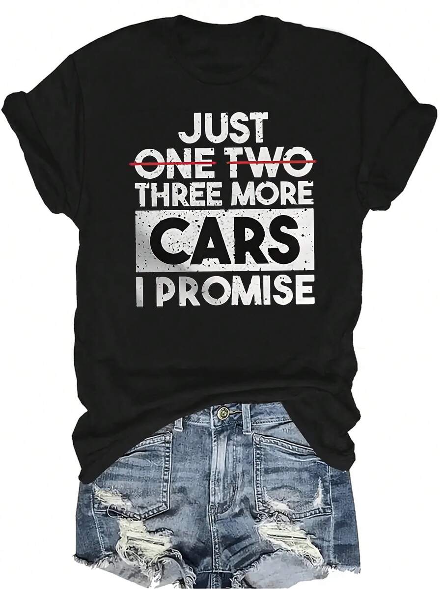¡Compra otro coche, lo prometo! Camiseta de coche mecánico Unisex de verano, casual, transpirable, de personalidad, de cuello redondo, de manga corta, ropa de calle, versátil, adecuada para adolescentes y adultos - Negro - Ver 1