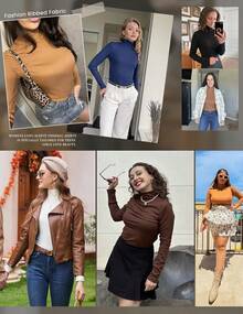 Women Turtleneck Long Sleeve Layer Tops Basic Ribbed Tees Soft Stretch Thermal Undershirts Lightweight Blouse, Fashionable 2025 Style CWSA - 卡其-2 - 查看 6