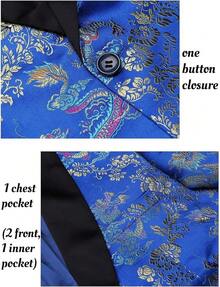 Men's Floral Jacket Luxury Embroidered Stylish Suit Blazer Jacket For Wedding Party Dinner-2025 - 藍色 - 查看 11