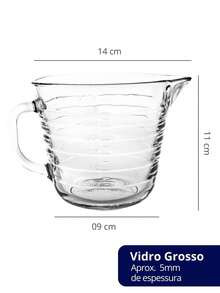 Jarra medidora em Vidro 700 ml Vidro Grosso Resistente - Transparente - Visão 7
