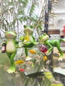 1个青蛙树脂摆件，户外花园草坪装饰，家居装饰，动物工艺摆件 - 彩色 - 查看 2