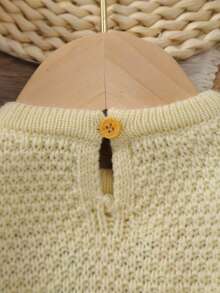 Baby Girls' Cute Floral Embroidery Long Sleeve Footie Jumpsuit, Autumn/Winter - Yellow - View 7