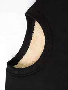 1 件男士圆领运动衫，休闲保暖羊羔绒衬里圆领运动衫，秋冬