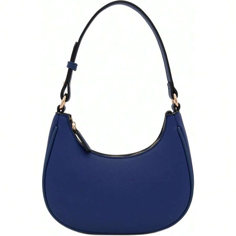 FashionPuzzle Small Crescent Shoulder Bag Underarm Purse - 海軍藍/海軍藍 - 查看 1