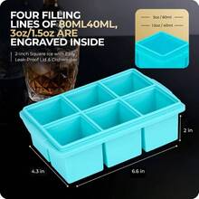Large Cube Trays Whiskey, Silicone Cube Tray, With Reinforced Steel Ring Top, Makes 12 2 - In Cubes, Square Tray Cocktails, Whiskey, Coffee. 2 Pack - Màu xanh nước biển - Xem 3