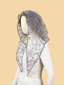 1pc Women's Vintage Rose Flower Ruffle Edge Triangular Scarf Shawl, Fashion Soft Breathable Scarf, Women's Elegant Outdoor Decorative Headscarf, Church Wedding Veil, Graceful Gift