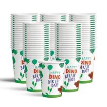 80pcs/Set Dinosaur Theme Disposable Party Supply Set, Including 9"/7" Paper Plates, Cute Dinosaur Print Cups, Napkins For Birthday Party, Cups For Beverage/Coffee - Multicolor - View 6