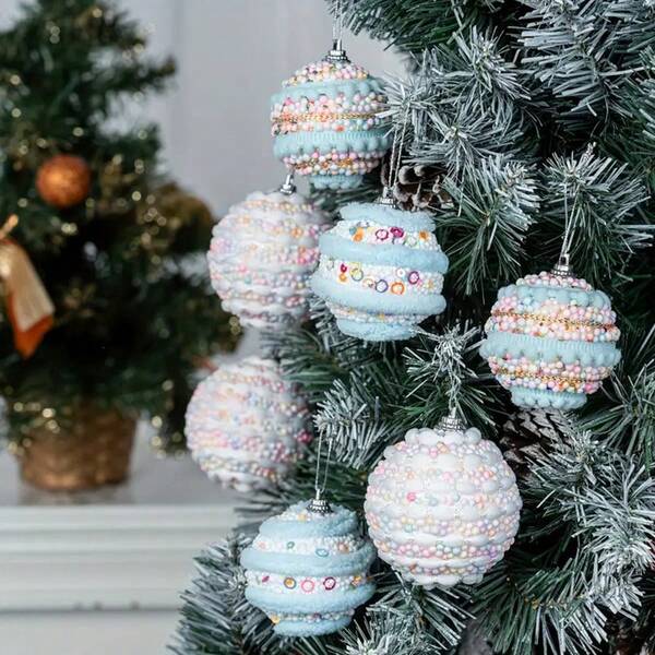 12 piezas de bolas de espuma de macarrón coloridas de 6 cm como decoraciones navideñas, adornos navideños creativos, regalos, decoración colgante para el árbol de Navidad