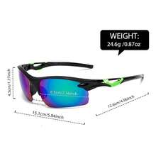 FIYLROG 1Pc Half Frame Polarized Sports Fashion Glasses Black Mirror Revo Lens Cyan Non-Slip Rubber Temples Windproof Shades For Cycling Fishing Driving Running - Multicolor - View 6